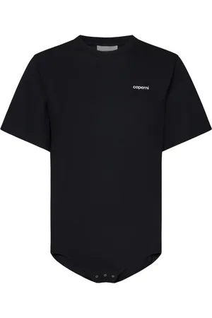 COPERNI Koszulki, Kobieta, Czarny, S, Bawełna, Luźna bluzka z prążkowanym dekoltem typu crew neck