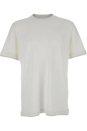 ELEVENTY Koszulki, Mężczyzna, Biały, 2XL, Bawełna, T-shirt z warstwowym kołnierzykiem