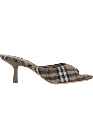 Burberry Buty, Kobieta, Szary, 36 EU, Skóra, Klapki Mule z płótna