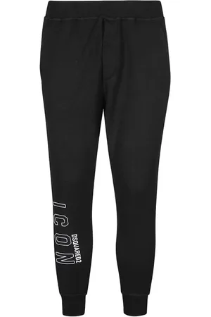 Dsquared2 Spodnie, Mężczyzna, Czarny, L, Bawełna, Czarne spodnie dresowe - Krój oversized