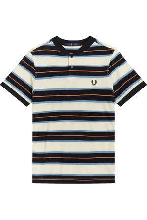 Fred Perry Koszulki, Mężczyzna, Biały, M, Bawełna, Koszulka Polo w Paski z Kołnierzykiem Bomber