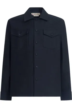 Marni Koszule, Mężczyzna, Czarny, M, Bawełna, Granatowa koszula twill