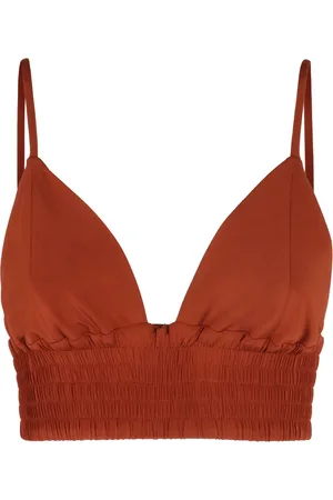 FEDERICA TOSI Koszulki, Kobieta, Pomarańczowy, S, Sweterkowy Crop Top z Cienkimi Ramiączkami