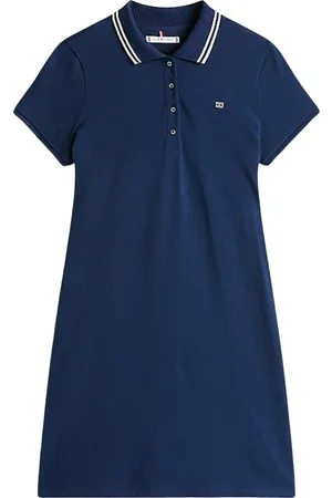 Tommy Hilfiger Sukienki, Kobieta, Niebieski, M, Bawełna, Sportowa Kobieca Sukienka Polo