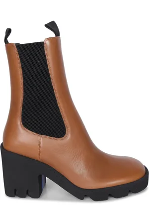 Burberry Buty, Kobieta, brązowy, 38 EU, Skóra, Botki na obcasie z okrągłym noskiem