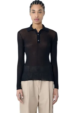 Moncler Koszulki, Kobieta, Czarny, M, Polo Shirt with Logo Motif