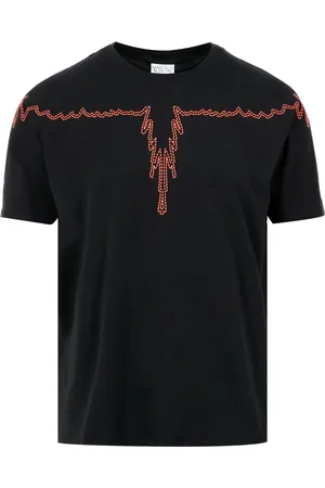 MARCELO BURLON Koszulki, Mężczyzna, Czarny, L, Bawełna, Bawełniane T-shirty i polo z kontrastowymi skrzydłami