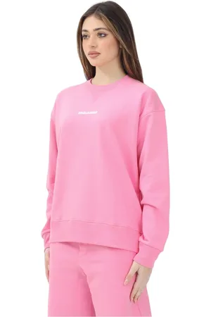 Dsquared2 Bluzy, Kobieta, Różowy, XS, Bawełna, Różowa bluza crewneck