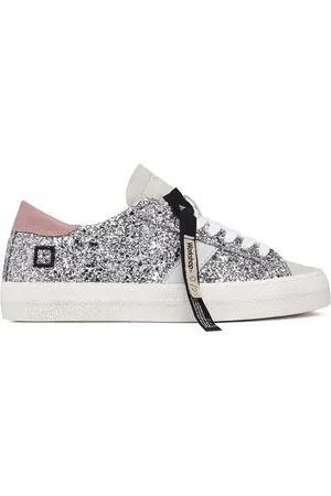 D.A.T.E. Buty, Kobieta, Szary, 36 EU, Zamsz, Niskie sneakersy z srebrnym brokatem