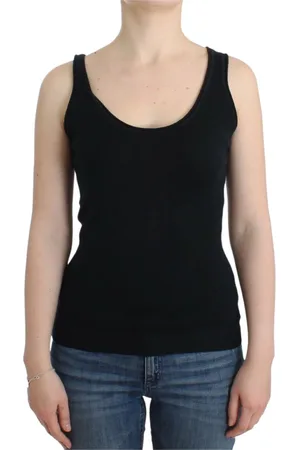 ERMANNO SCERVINO Koszulki, Kobieta, Czarny, S, Kaszmir, Czarny top z kaszmiru