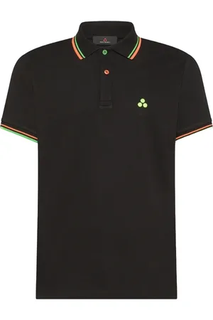 Peuterey Koszulki, Mężczyzna, Czarny, 3XL, Czarna koszulka polo z bawełny z fluo detalami