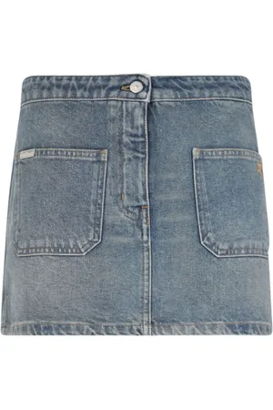 Courrèges Spódnice, Kobieta, Niebieski, W27, Denim, Logo-Embroidered Denim Mini Skirt