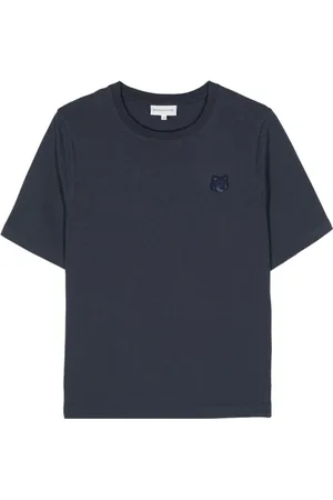 Maison Kitsuné Koszulki, Kobieta, Niebieski, S, Bawełna, Niebieska koszulka z logo