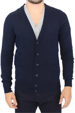 ERMANNO SCERVINO Swetry, Mężczyzna, Niebieski, L, Wełniany kardigan