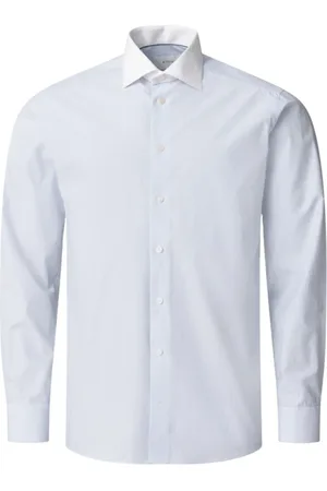 Eton Koszule, Mężczyzna, Niebieski, M, Bawełna, Koszula Slim Fit z Bawełny z Białym Kołnierzykiem