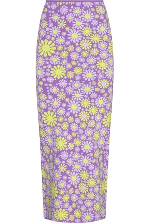 Sportmax Spódnice, Kobieta, Fioletowy, S, Poliester, Wzorzysta Spódnica Midi