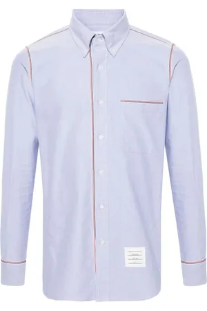 Thom Browne Koszule, Mężczyzna, Niebieski, L, Bawełna, Błękitna koszula Oxford z bawełny