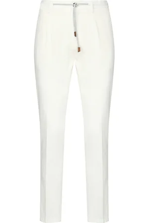 ELEVENTY Spodnie, Mężczyzna, Biały, W32, Bawełna, Spodnie dresowe o kroju slim-fit