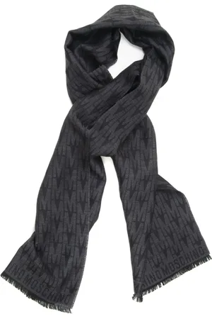 Moschino Akcesoria, Mężczyzna, Czarny, ONE SIZE, Logo Wełniany Szalik