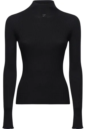 Courrèges Swetry, Kobieta, Czarny, M, Bawełna, Sweter z golfem Light Rib