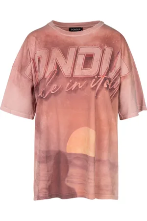 Dondup Koszulki, Kobieta, Różowy, S, Bawełna, Koszulka vintage z nadrukiem z przodu