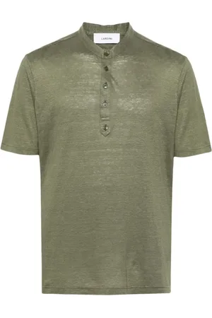 LARDINI Koszulki, Mężczyzna, Zielony, S, Len, Koszulka Polo