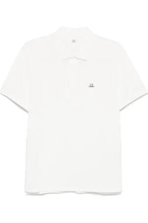 C.P. Company Koszulki, Mężczyzna, Biały, M, Bawełna, Koszulka Polo z Prążkowanymi Mankietami
