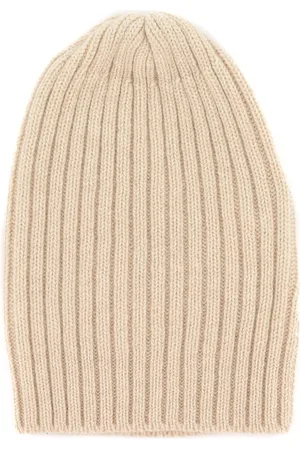 FEDELI Akcesoria, Mężczyzna, Beżowy, ONE SIZE, Kaszmir, Czapka beanie z prążkami