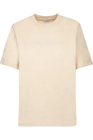 Burberry Koszulki, Kobieta, Beżowy, M, Bawełna, T-Shirt z haftowanym logo