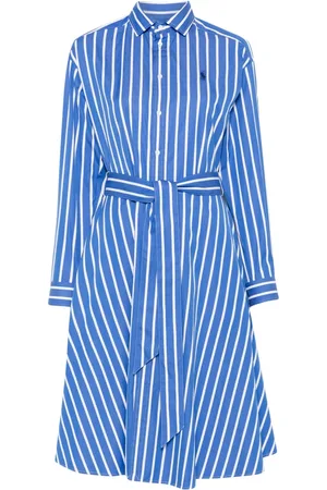 Ralph Lauren Sukienki, Kobieta, Niebieski, S, Jasnoniebieska Sukienka Koszulowa z Paskiem