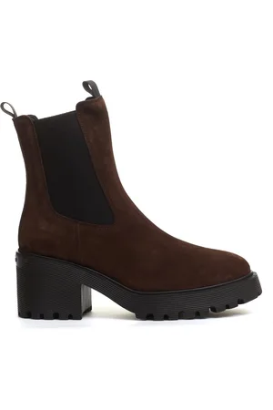 Hogan Buty, Kobieta, brązowy, 36 1/2 EU, Zamsz, Brązowe Botki na Koturnie z Zamszu