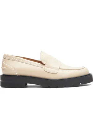 Stuart Weitzman Buty, Kobieta, Beżowy, 36 EU, Skóra, Mokasynyy z perłami i masywną podeszwą