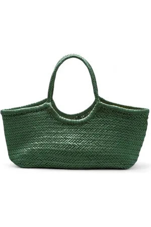 Dragon Diffusion Torebki, Kobieta, Zielony, ONE SIZE, Skóra, Ręcznie Tkana Skórzana Torba Tote