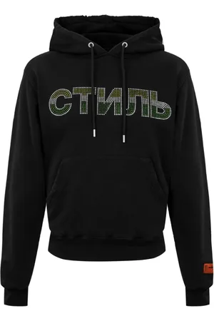 Heron Preston Bluzy, Mężczyzna, Czarny, L, Bawełna, Bluza z kapturem Strass Logo