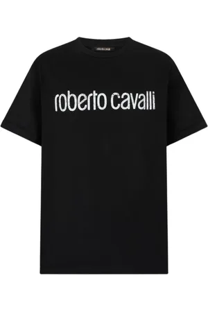 Roberto Cavalli Koszulki, Mężczyzna, Czarny, S, Koszulka z Wintage Logo z Bawełny