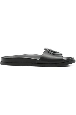 Gucci Buty, Kobieta, Czarny, 36 1/2 EU, Czarne Skórzane Sandały Wycięcia