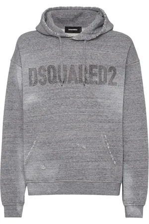 Dsquared2 Bluzy, Mężczyzna, Szary, M, Bawełna, Szara bluza z kapturem ozdobiona logo