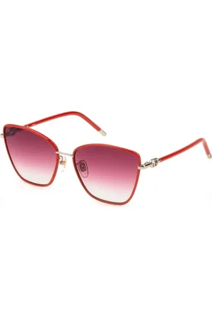 Furla Akcesoria, Kobieta, Czerwony, ONE SIZE, Czerwone okulary przeciwsłoneczne z octanu z różowymi szkłami