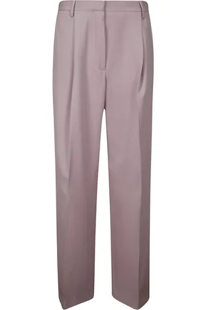 DRIES VAN NOTEN Spodnie, Kobieta, Różowy, L, Spodnie z szerokimi nogawkami i plisami