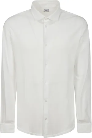 FEDELI Koszule, Mężczyzna, Biały, 2XL, Bawełna, Bawełniana koszula z długim rękawem Light Piquet