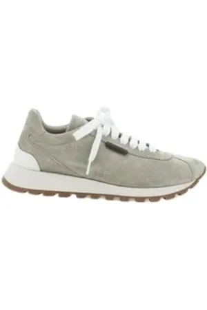 Brunello Cucinelli Buty, Kobieta, Szary, 36 EU, Zamsz, Suede Low Top Sneakers Jewel Detail