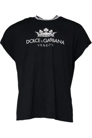 Dolce & Gabbana Koszulki, Mężczyzna, Niebieski, S, Korona Logo Bawełniana Koszulka z Okrągłym Dekoltem