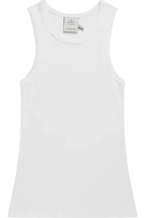 Munthe Koszulki, Kobieta, Biały, XS, Prążkowane T-shirty w brzoskwiniowym kolorze