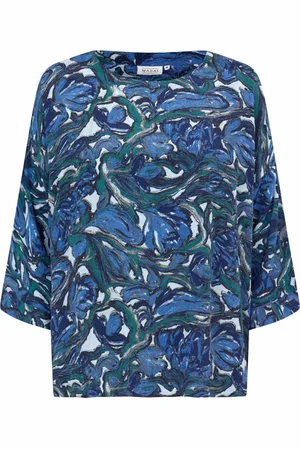 Masai Bluzki, Kobieta, Wielobarwność, S, Bluzka Oversize Blue Fog z Rękawami 3/4