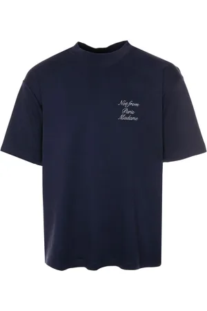 Drôle de Monsieur Koszulki, Mężczyzna, Niebieski, M, Bawełna, T-shirt z sloganem kaligraficznym