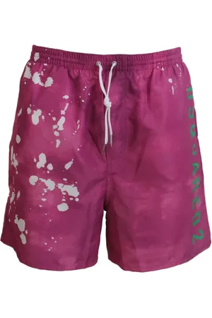 Dsquared2 Stroje kąpielowe, Mężczyzna, Różowy, M, Poliester, Różowe szorty plażowe tie-dye z logo