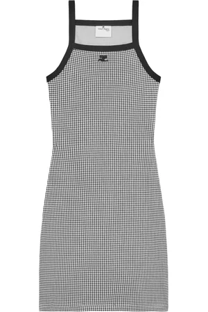 Courrèges Sukienki, Kobieta, Czarny, M, Bawełna, Czarna Sukienka Mini z Kontrastem