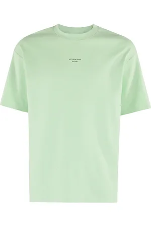 Drôle de Monsieur Koszulki, Mężczyzna, Zielony, L, Klasyczny T-shirt z hasłem Jasnozielony Krótki Rękaw Okrągły Dekolt