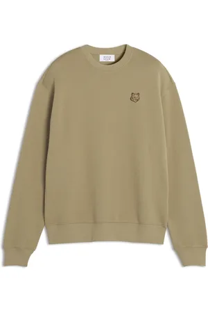 Maison Kitsuné Bluzy, Mężczyzna, Beżowy, S, Sweter z naszywką lisiej głowy