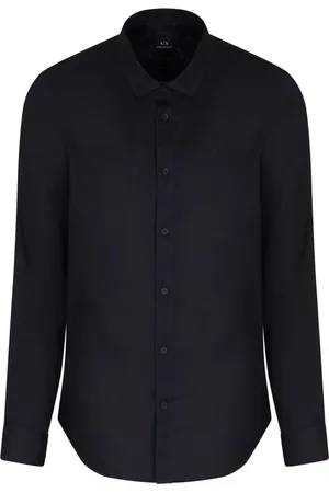 Armani Exchange Koszule, Mężczyzna, Niebieski, M, Koszula z długim rękawem na guziki